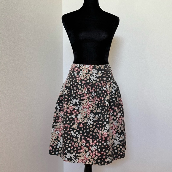 Max Rave Brown Floral Side Zip Cotton Circle Skirt Medium - Picture 1 of 12